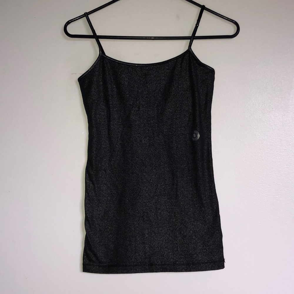 Black shimmer tank top